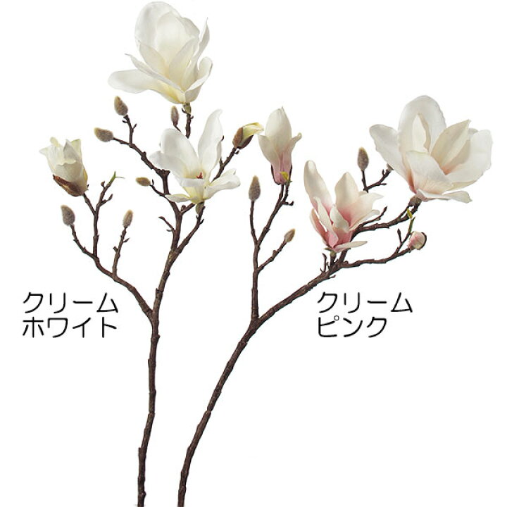 楽天市場 造花 マグノリア 全長60cm 2本セット 木蓮 モクレン 人工観葉植物 アーティフィシャルフラワー 花材 フラワーアレンジメント ディスプレイ 装飾 和風演出 グリーンランド