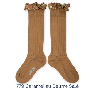���K�A�� Collegien �R���W�A�� 2967 Eglantine Embroidered Ruffle Ribbed Knee-high Socks �t�����t�� �n�C�\�b�N�X�j�[�n�C �\�b�N�X ���K�i Made in France �t�����X��