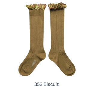 ���K�A�� Collegien �R���W�A�� 2967 Eglantine Embroidered Ruffle Ribbed Knee-high Socks �t�����t�� �n�C�\�b�N�X�j�[�n�C �\�b�N�X ���K�i Made in France �t�����X��