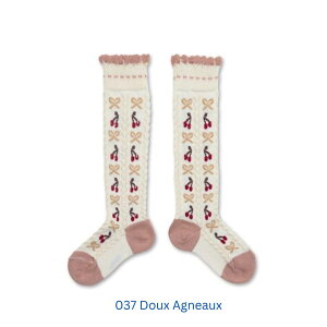 25 Vi KA Collegien RWA 2651 Cerise Jacquard Cherries and Bows Knee-high Sock `F[ WJ[h  { j[nC\bNX Ki Made in France tX