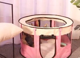 L子犬猫ペットアクセサリー折りたたみサークルおしゃれ洗えるプレイサークル犬猫兼用猫の分娩室便利なペットハウスケージベビーサークルペットテント犬メッシュ屋内屋外収納バッグ付き猫テントオールシーズンMLXLブラウンイエローピンク自分で組み立てる必要