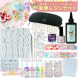 ★【レジン セット】BIGライト付！豪華レジンセット プレゼント 小学生 初心者 スターター キット uv レジン液 着色剤 シャカシャカ 選べる ギフト クリスマス 入学祝い 進級祝い 誕生日 女の子 中学生 GK