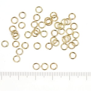 【基本金具】3g丸カン0.7×4mm《きれいめゴールド》基礎パーツまるかんマルカン繋ぐジャンプリングラウンドサークル