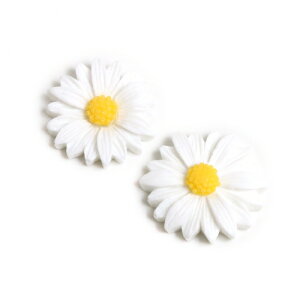 楽天市場 プラパーツ 2個 フラワーカボション マーガレット ホワイト 花 はな Flower 植物 Pair 隠れ工房ｇｒｅｅｎｏｃｅａｎ