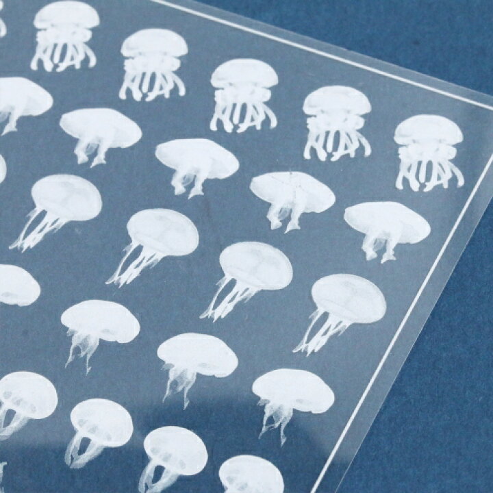 楽天市場 イラストシート クラゲa ホワイト くらげ ジェリーフィッシュ 封入シール コラージュ フィルム レジンシール ネイル デコ 隠れ工房ｇｒｅｅｎｏｃｅａｎ