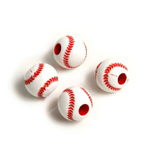 楽天市場 ビーズ 4個 野球ボールb ホワイト レッド ベースボール スポーツ 部活 応援 円 球体 丸 アクリル ソフトボール 隠れ工房ｇｒｅｅｎｏｃｅａｎ