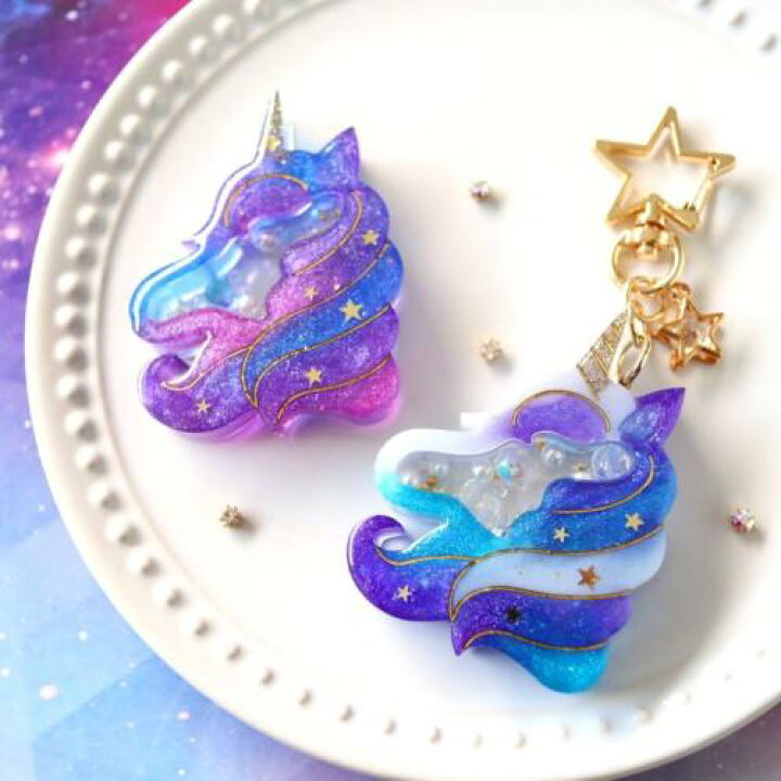 【シリコン型・モールド】ユニコーンのカシャカシャ シリコンモールド レジン型 UVレジン シェイカーモールド 動物 アニマル ファンタジー 3D 手芸 カシャカシャ中身が動く 隠れ工房GreenOcean ユニコーンシェイカーチャーム