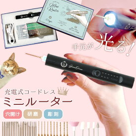 【工具】手元が光る！ミニルーター 充電式 コードレス ライト付き 穴開け バリ取り 研磨 彫刻 替ビット 35本 セット コンパクト 小型 電動 ピンバイス ドリル やすり 砥石 道具 クラフト 便利