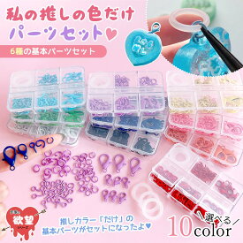 【基本金具】私の推し色だけ♪ 6種の基本パーツセット 推し活カラー 基礎金具 丸カン カニカン ヒートン 資材 レジン クラフト 手芸 GreenOceanオリジナル♪《選べる10色》 GK