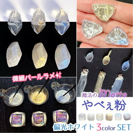 【封入】もっとやべぇ粉 偏光ホワイト 3色セット 微細ラメパウダー たっぷりBIGケース入り♪ 白 レジン液 着色剤 着色料 カラー 高発色 微粒子 手芸 ジェルネイル GK
