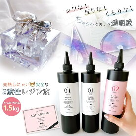★☆送料無料・大容量！！【2液性レジン液】1.5kg NEWアクアレジン1：2 GreenOcean エポキシ樹脂 二液性エポキシレジン液 クラフト 手芸 テーブル 1500g