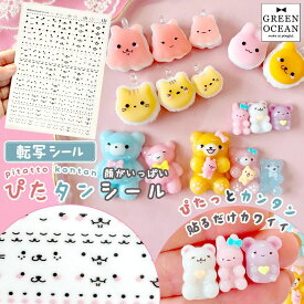 【転写シート】顔がいっぱい ぴたタンシール 転写シール レジンシール レジン封入 装飾シール 透明 こするだけ 表情 目 口 アニマル キャラクター 顔パーツ GreenOceanオリジナル♪