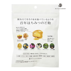 【2月5日限定最大100%ポイントバック】【メール便OK】だいじょうぶなもの レザーウッドハニー＋ハーブキャンディ ゆず＆ハチミツ味百年 はちみつ のど飴 のどケア キャンディ 飴 プロポリス ハーブキャンディー のど 喉 ギルトフリー 4528636980160