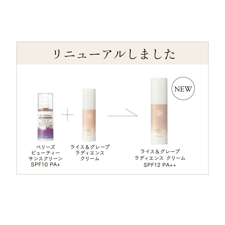 アムリターラ ライス&グレープ ラディエンス クリーム SPF12 PA++ amritara ベリーズビューティーサンスクリーン UV クリーム 日焼け止め UV ノンケミカル フェイスクリーム 保湿クリーム オーガニック 4582341751705 グリーンパックス館 アムリターラ ラディエンスクリーム