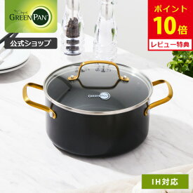 【8/15(金)限定 確率1/2で最大100%Pバック】【公式】グリーンパン キャセロール 20cm ガラス蓋付 ストゥディオ セラミックコーティング ガス火・IH対応 【CC007338-004 PFOA PFASフリー GREENPAN 両手鍋 ゴールドハンドル レビューキャンペーン対象】
