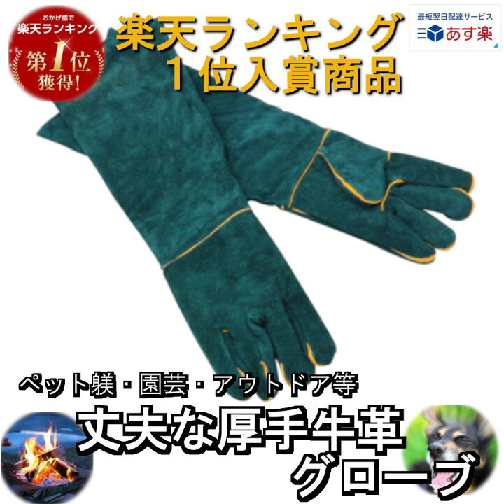 楽天市場 楽天ランキング入賞 ペットグローブ 噛みつき 手袋 厚手 犬 猫 グローブ グリーン 噛みつき防止 しつけ 躾 牛革 引っかき 犬 猫 耐熱性 耐久性 傷防止 園芸 キャンプ イヌ ネコ 保護 爬虫類 革手 プレゼント Greenproショップ