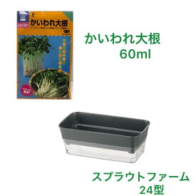 [送料無料]スプラウト栽培セット(かいわれ大根60mlとスプラウトファーム24型ダークグレー) キッチンサイド 家庭菜園 水耕栽培 農業 お手軽 園芸 野菜 種 ガーデニング たね タネ スプラウト かいわれ 種子