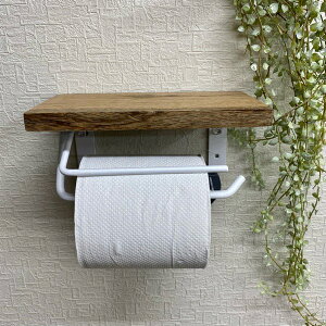 アイアン×木製 トイレットペーパーホルダー シングル ホワイト 【41370】 押さえ金具付きシェルフ型/カントリー雑貨・トイレ用品・キッチン・トイレタリー・ギフト・プレゼント・ポッ