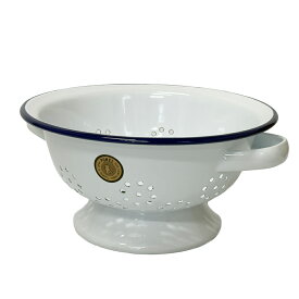 [スーパーSALE エントリーでポイント 7倍 12/4 20時〜]白い ホーローコランダーボウル Sサイズ ブルー（posh-525WS） POMEL コランダーS ホワイト /琺瑯/キッチン/ざる/水切り/カントリー雑貨/ギフト/プレゼント/雑貨/グッズ/キッチン/おしゃれ/かわいい/インテリア/