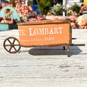 カート型 ブリキプランター (内径W8×L4.8cm) ロンバートカートOR (MA2478)おしゃれ/屋外/穴あきプランター/ガーデニング/植木鉢/ジャンクガーデン/多肉植物/花/寄せ植え/観用植物/カントリー雑