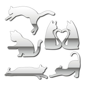 車 猫 ステッカー エンブレム 金属調 金属風 シルバー ねこ かわいい おしゃれ プレート 3D 防水 光沢 猫型 ラベル デカール シール バイク 装飾 パーツ 飾り カスタム neko-si