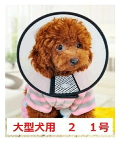 エリザベスカラー 半透明 大型犬 2号 1号 ソフト 手術後 犬 猫 マジックテープ式 ペット 軽量 柔らかい やわらか 皮膚保護