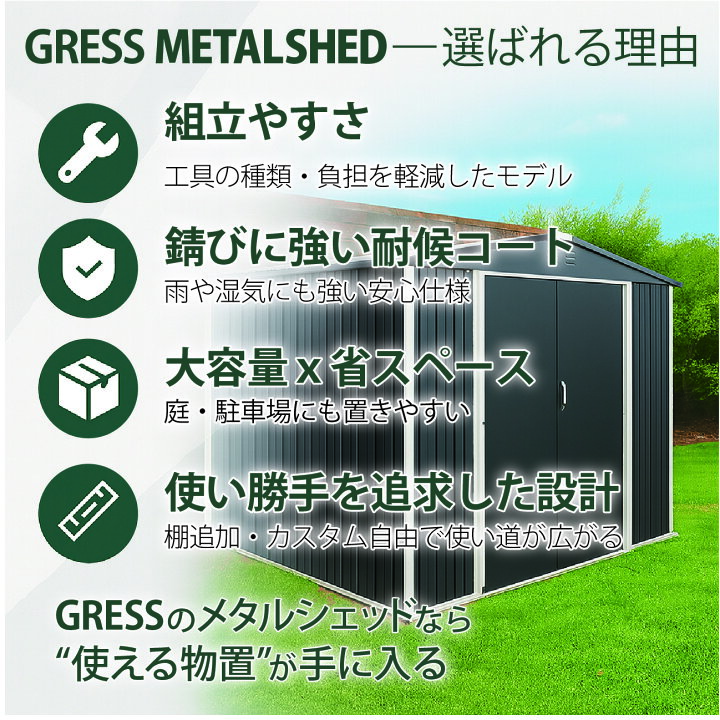 楽天市場】物置 屋外 大型 倉庫 おしゃれ 物置き 屋外 組立式 幅117x 