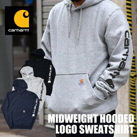 パーカー carhartt カーハート スウェット トレーナー メンズ レディース 袖ロゴ グレー ブラック 黒 ヘザーグレー プルオーバー プリント タグ LOGO 裏起毛 裏フリース 長袖パーカー ストリート K288 アメカジ カンガルーポケット かっこいい おしゃれ 人気