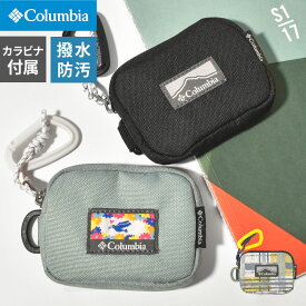 【5/25限定！抽選で最大100％ポイント還元★】コインケース Columbia コロンビア メンズ レディース プライスストリーム パスケース 小銭入れ PU2410 カード ブランド 小物入れ ポーチ 撥水 カラビナ 総柄 チェック ブラック 通学 通勤 中学生 高校生 コンパクト ミニ財布 薄