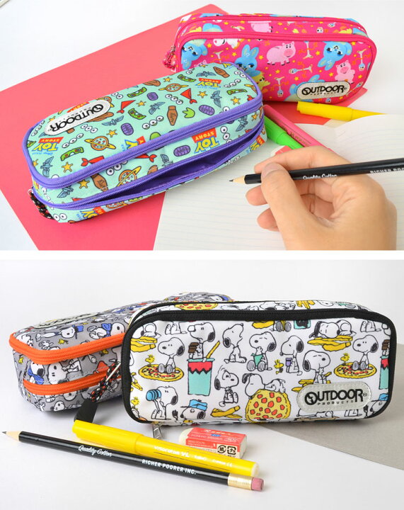 楽天市場 筆箱 ペンケース キャラクター Disney ディズニー スヌーピー Peanuts Outdoor Products アウトドア プロダクツ 大容量 中学生 高校生 女子 男子 文房具 女の子 男の子 シンプル 収納 通学 通勤 キッズ 子供 ポーチ 新学期 おしゃれ ダブルルーム サンスター