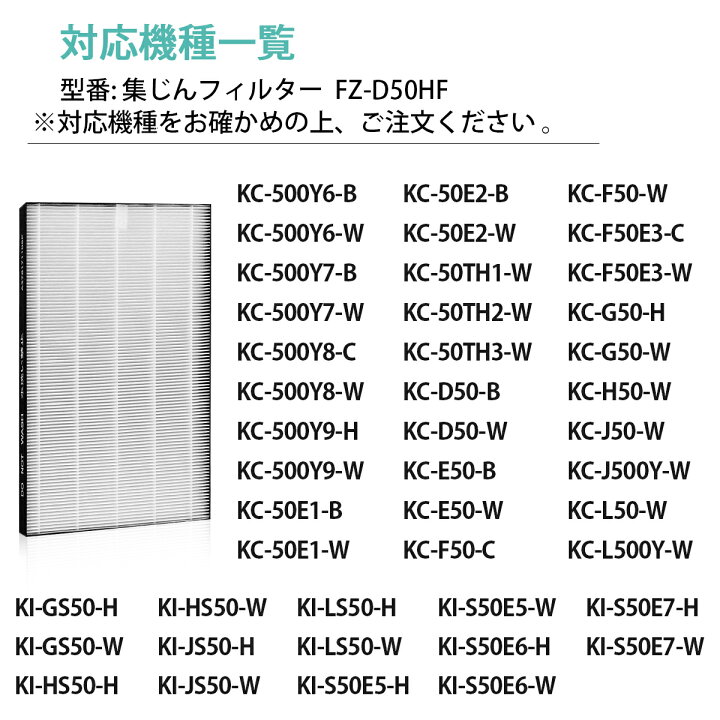 楽天市場】FZ-D50HF FZ-D50DF 空気清浄機 フィルター シャープ 集じんフィルター fz-d50hf 脱臭フィルター fz-d50df  fz-f50df 加湿空気清浄機 KC-F50 KC-D50 KC-E50 KC-50E1 KC-50E2 KC-500Y6 KC-500Y7  KC-500Y8 KI-GS50 KI-JS50 KI-LS50 交換用フィルターセット (互換品 ...