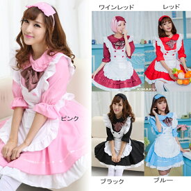 メイド服 コスプレ メイド 服 可愛い ウェイトレス コスチューム 衣装 仮装 大人用 アキバ かわいい アニメ 可愛いコスプレ 大人 レディース 制服 ユニフォーム 撮影会 萌え系 (T)