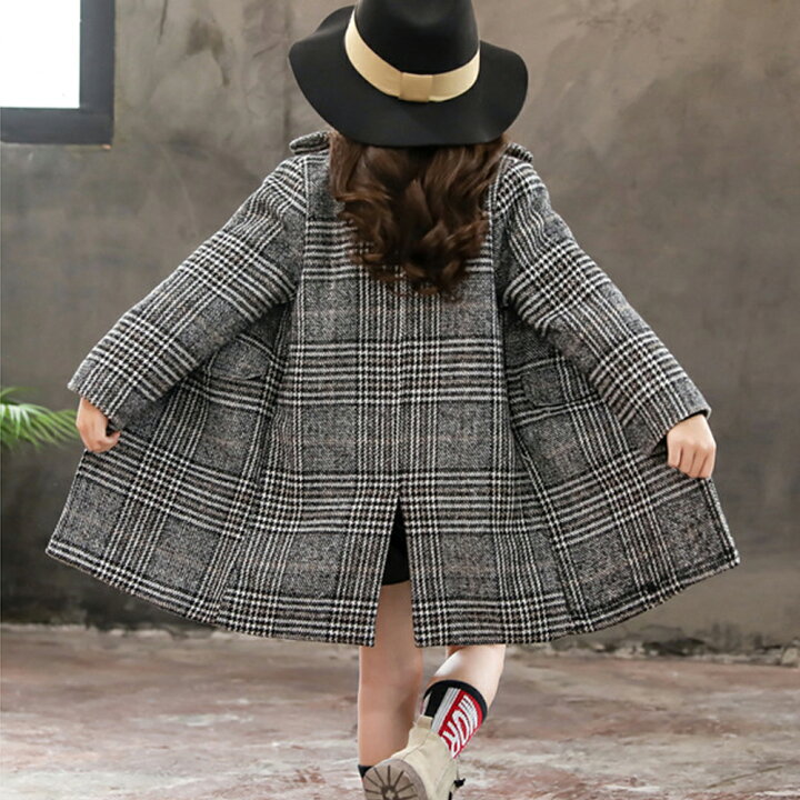 楽天市場 キッズ 女の子 裏地付き 長袖 チェックコート おしゃれ 子供服 中学生 カジュアル 可愛い T グリンファクトリー