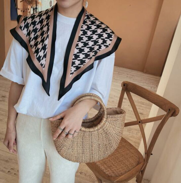 楽天市場 スカーフ デザイン 韓国ファッション レディース 千鳥格子 オシャレ T グリンファクトリー