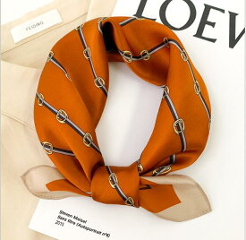 スカーフ チェーン ビンテージ シンプル デザイン シルク 韓国 ファッション 雑貨 かわいい おしゃれ 北欧 送料無料 [K] (T)