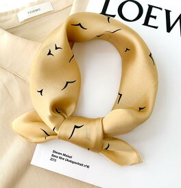 スカーフ カモメ シンプル デザイン シルク 韓国 ファッション 雑貨 かわいい おしゃれ 北欧 送料無料 [K] (T)