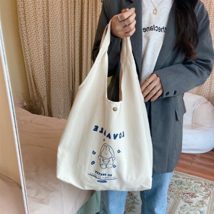 楽天市場 エコバッグ 帆布 トートバッグ 大容量 兎 かわいい オシャレ デザイン K T グリンファクトリー
