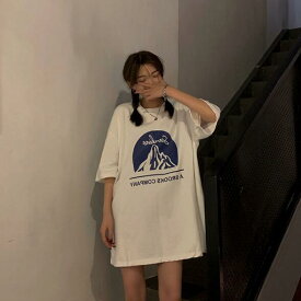 トップス Tシャツ 風 ロングタイプ オシャレ 可愛い レディース 韓国 ファッション 雑貨 かわいい おしゃれ 北欧 送料無料 [K] (T)