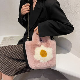 ショルダーバッグ ハンドバッグ ファーバッグ レディース 卵 カバン もこもこ ふわふわ 韓国 ファッション 雑貨 かわいい おしゃれ 北欧 送料無料 [K] (T)