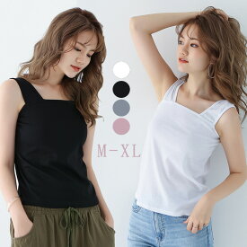 キャミソール デザイン 無地 オシャレ 4色 韓国 ファッション 雑貨 かわいい おしゃれ 北欧 送料無料 [K] (T)