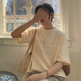 トップス Tシャツ ゆるい レディース 半袖 韓国 ファッション 雑貨 かわいい おしゃれ 北欧 送料無料 [K] (T)