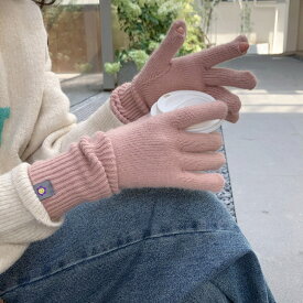 ニット手袋 レディース デザイン ファッション 韓国ファッション 無地[K](T)