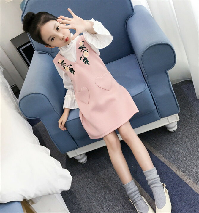 楽天市場 韓国子供服 子供服 韓国ファッション 流行のキッズ服女の子ファッション袖なしワンピース K T グリンファクトリー