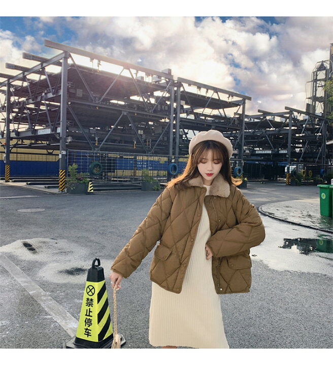 楽天市場 今年も流行 韓国 カップル アウター 暖か 原宿系 ダウンコート ショート丈 コート 防寒 K T グリンファクトリー