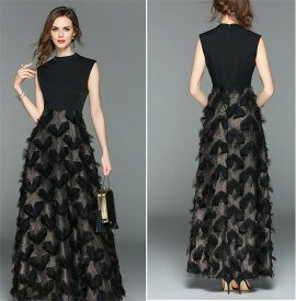 スタイル ストレッチ スリム フェザー ドレス オシャレ[K](T)