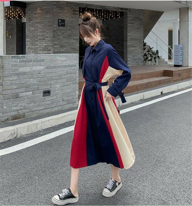 楽天市場 韓国ファッション フ ェミニン フレンチ 長袖 ワンピース レディース K T グリンファクトリー