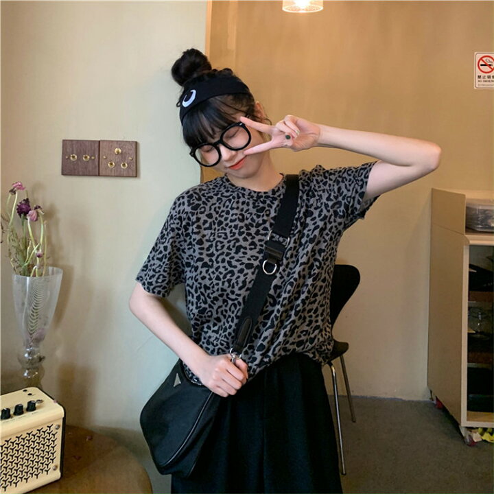 楽天市場 韓国ファッション ラウンドネック ヒョウ柄 かっこいいハンサム オシャレ K T グリンファクトリー