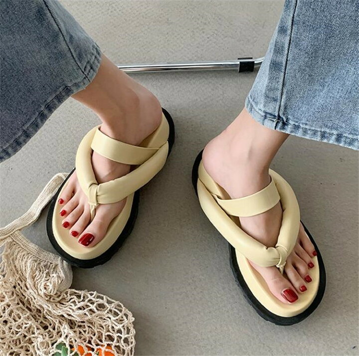 楽天市場 人目を引く美人 厚い底 ピンチ サンダル 滑り止め トング スポンジケーキ ビーチシューズ K T グリンファクトリー