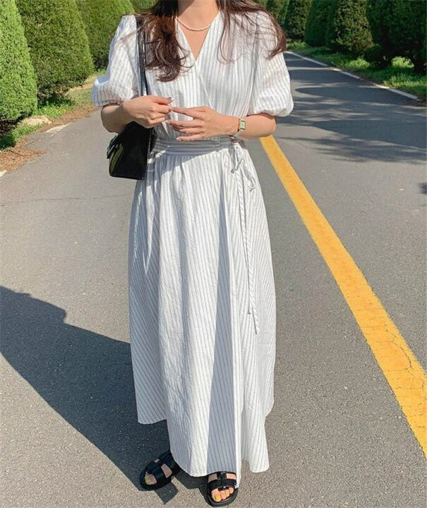 楽天市場 女子力アップ間違いなし 韓国ファッション ロングスカート スリム 長袖 韓国 可愛い系 バンディング K T グリンファクトリー
