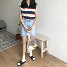 ドキドキ 綺麗ですね 韓国ファッション ゆったり タンクトップ サマー 可愛い系 Tシャツ[K](T)